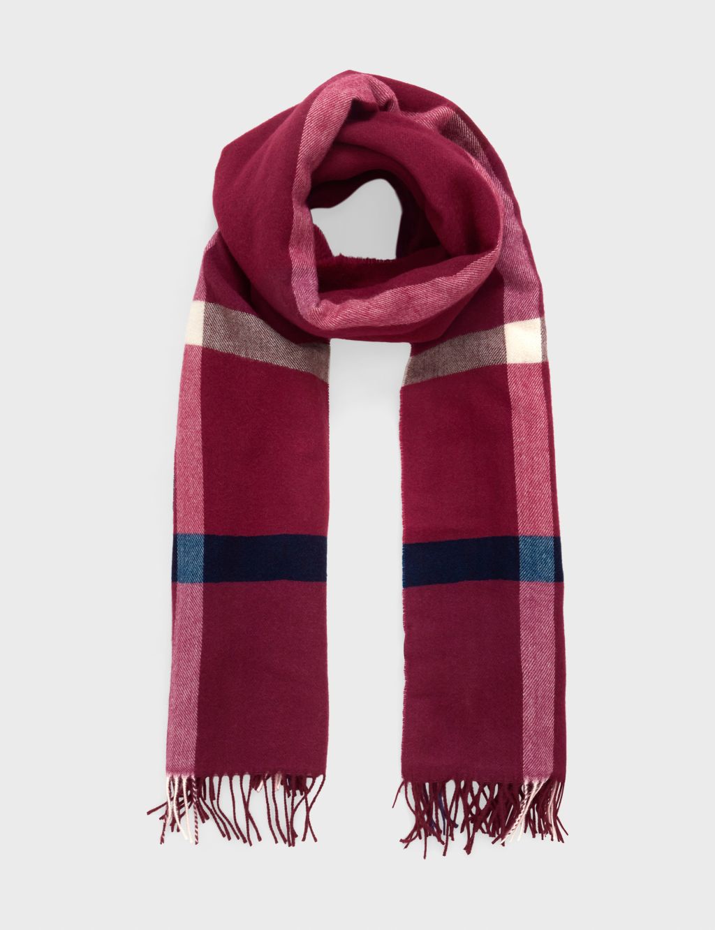 Wool Blend Checked Tassel Scarf image 2