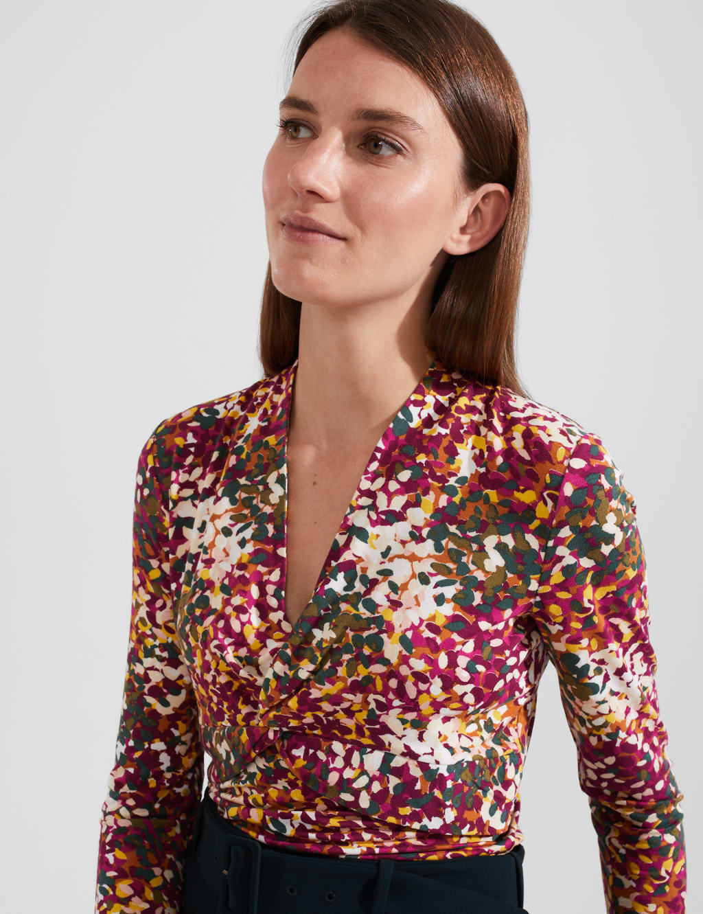 Printed V-Neck Twist Front Top image 4