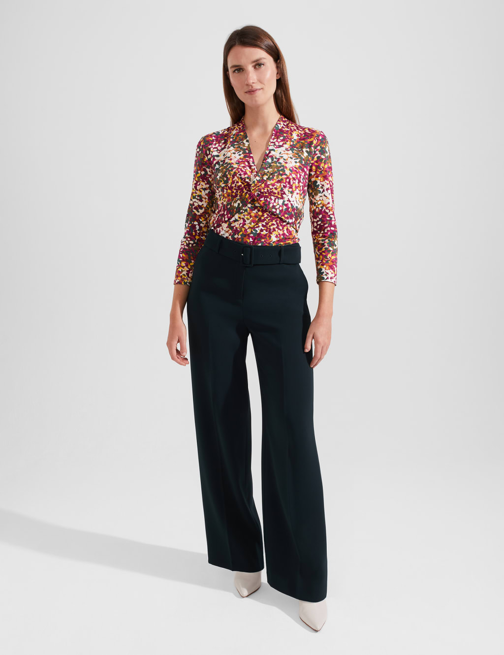 Printed V-Neck Twist Front Top image 6