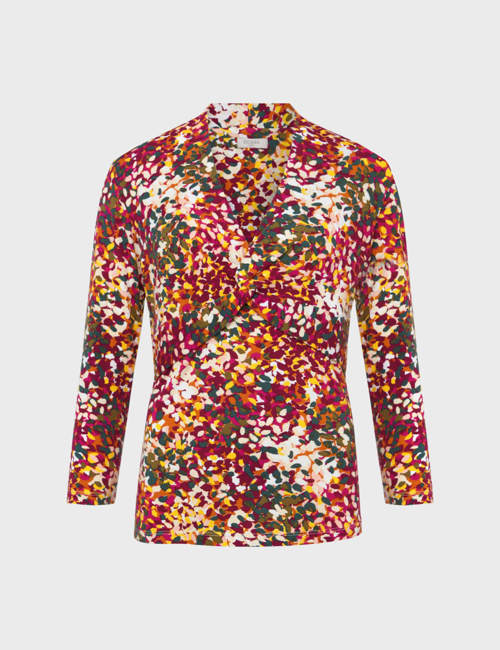 Printed V-Neck Twist Front Top image 2