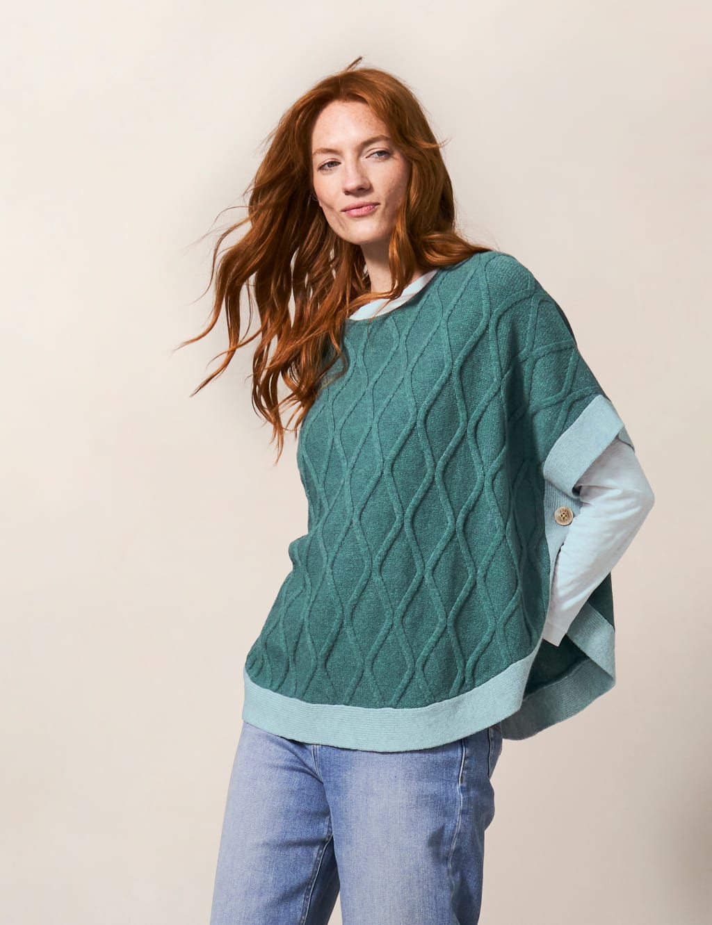 Lambswool Rich Knitted Poncho image 4