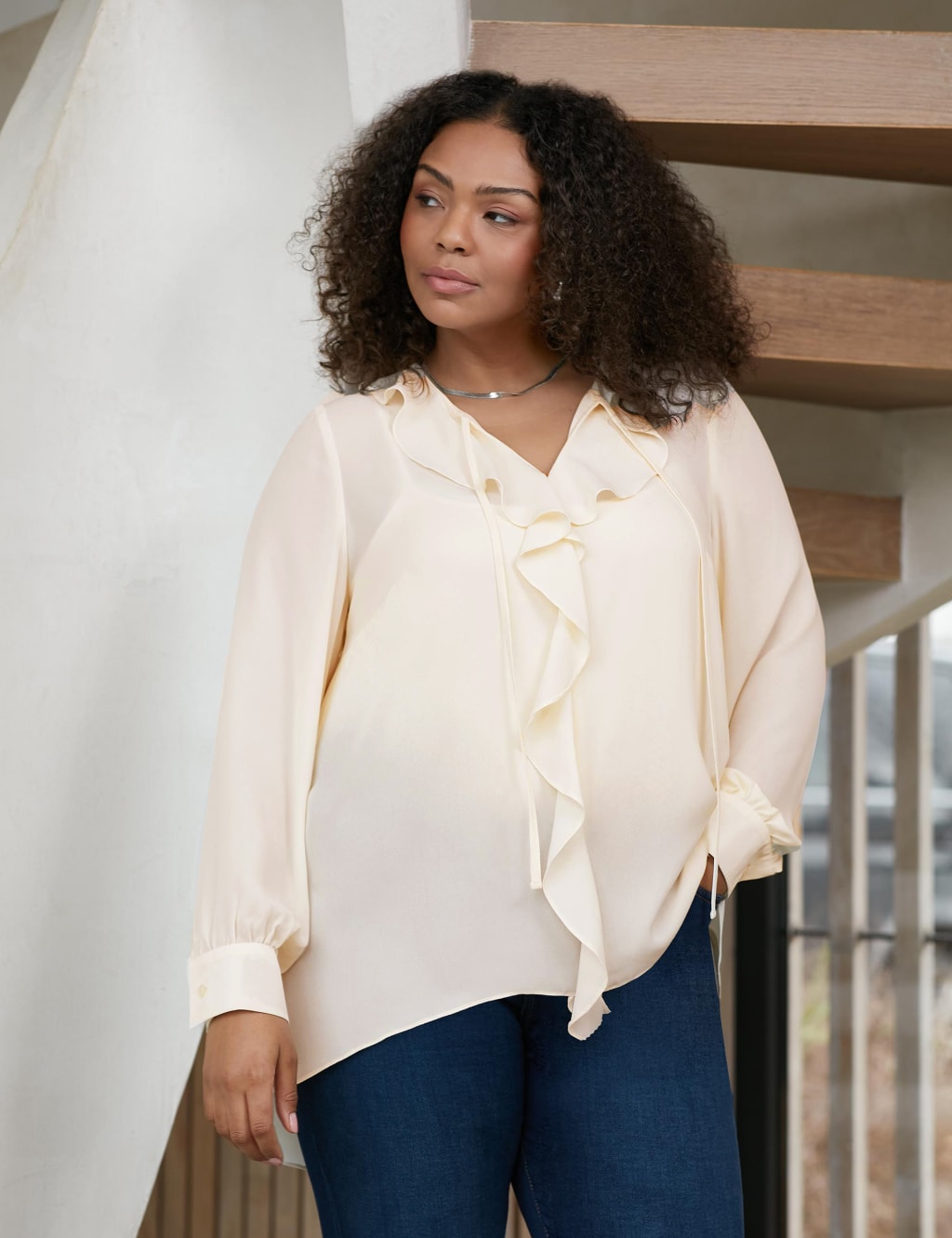 Frilly blouse plus size best sale