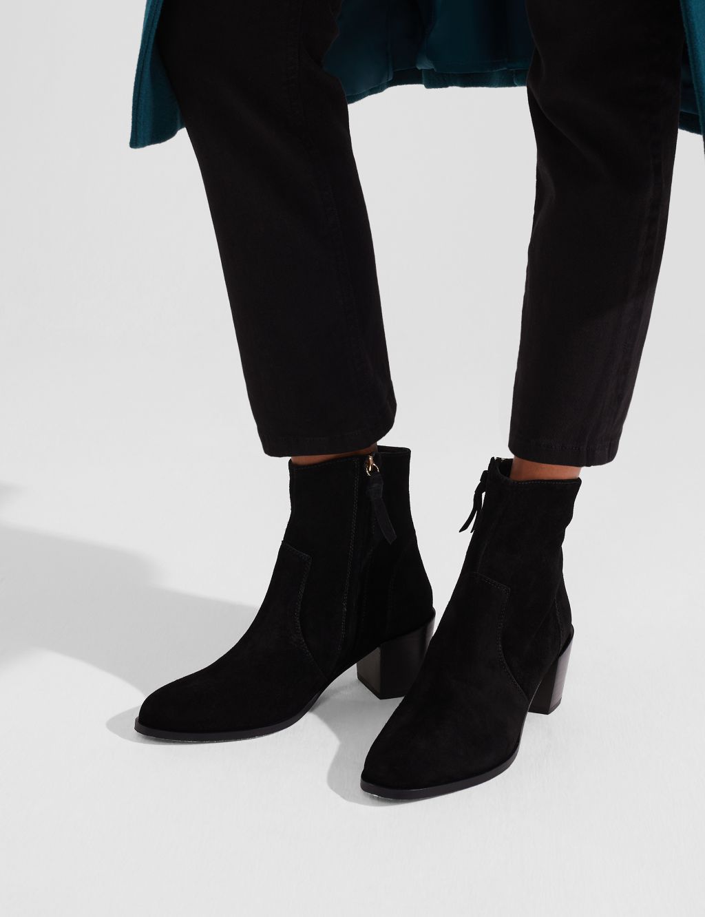 Suede Block Heel Round Toe Ankle Boots image 1