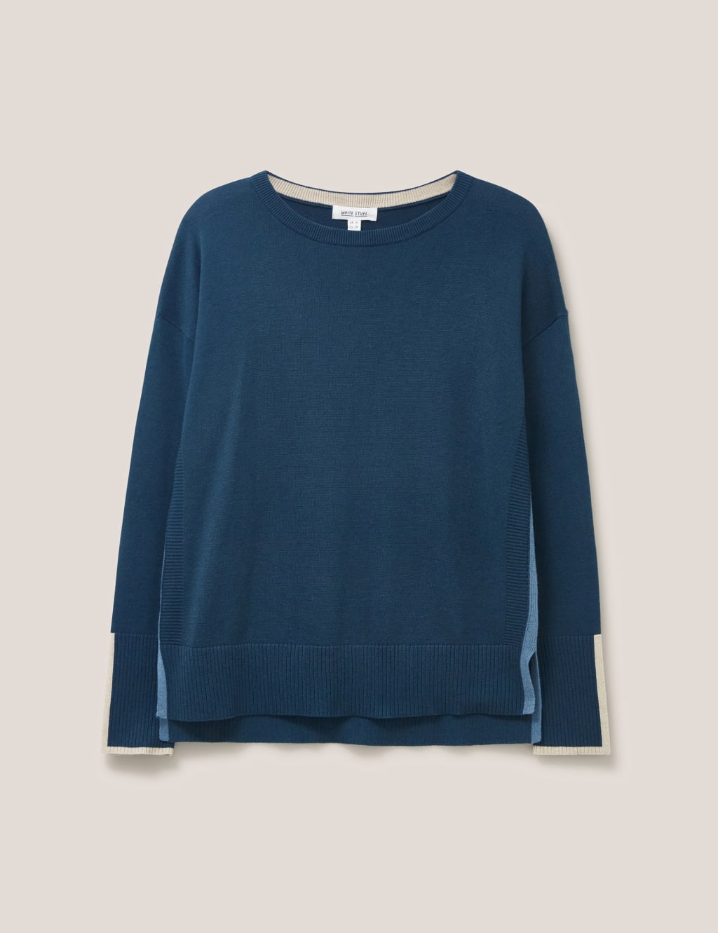 Cotton Rich Crew Neck Stepped Hem Jumper image 2