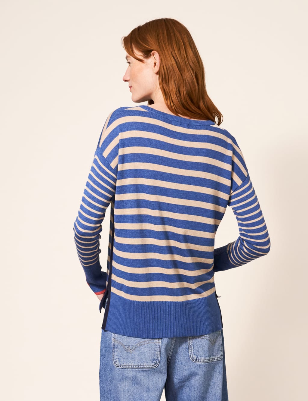 Cotton Rich Striped Crew Neck Jumper image 3