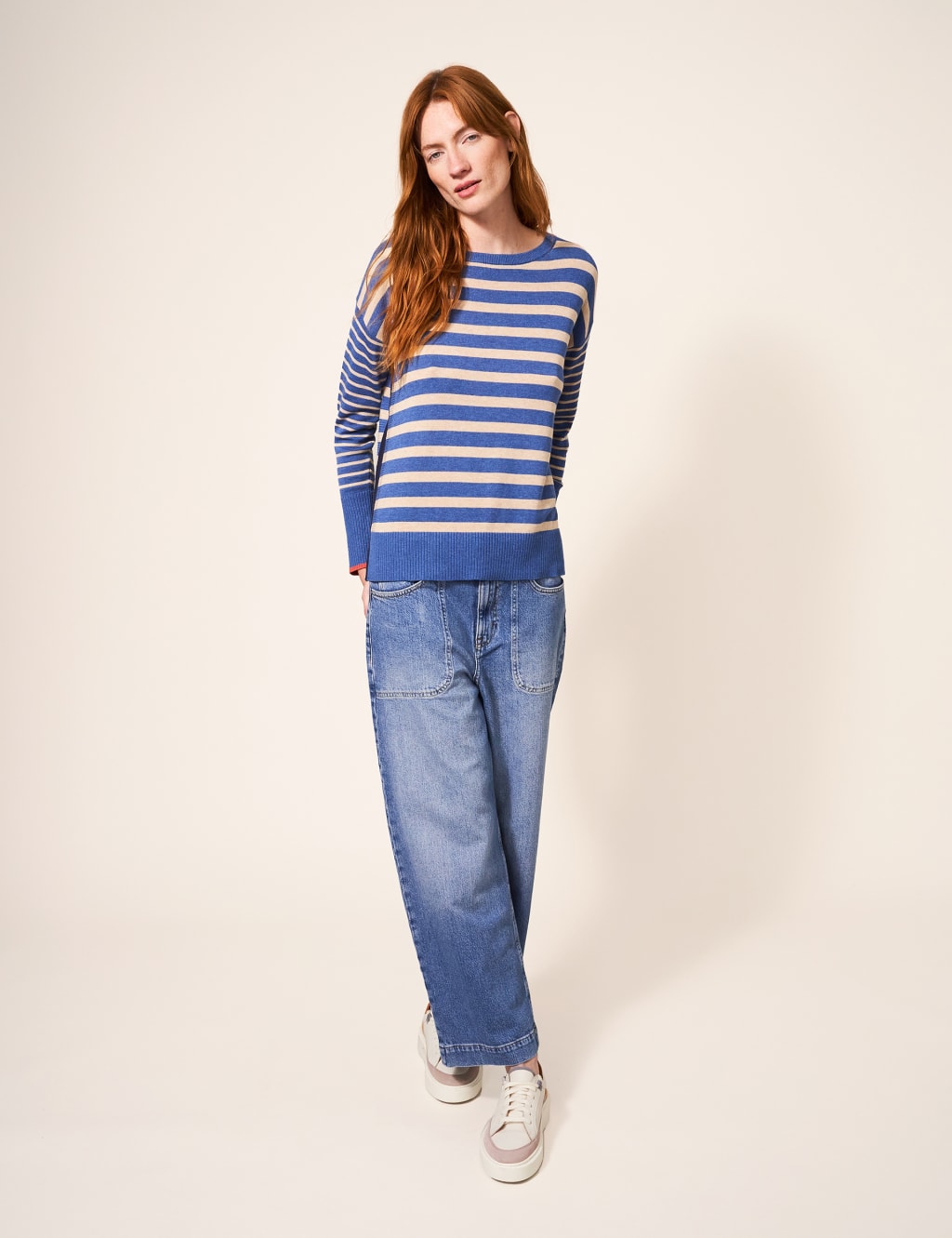 Cotton Rich Striped Crew Neck Jumper image 5