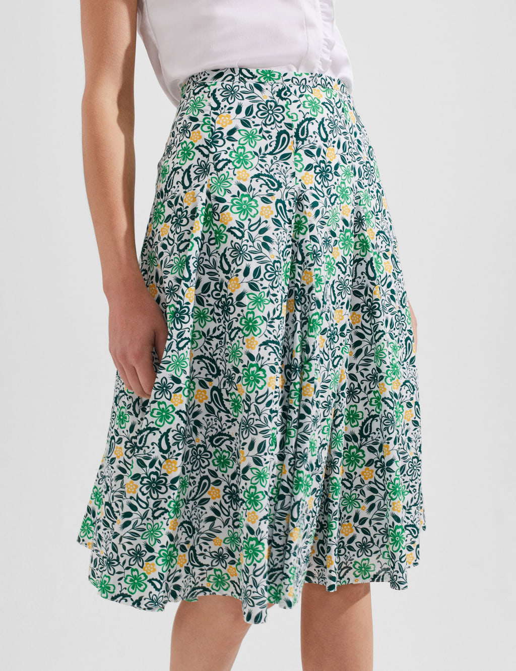Pure Cotton Floral Midi A-Line Skirt image 2
