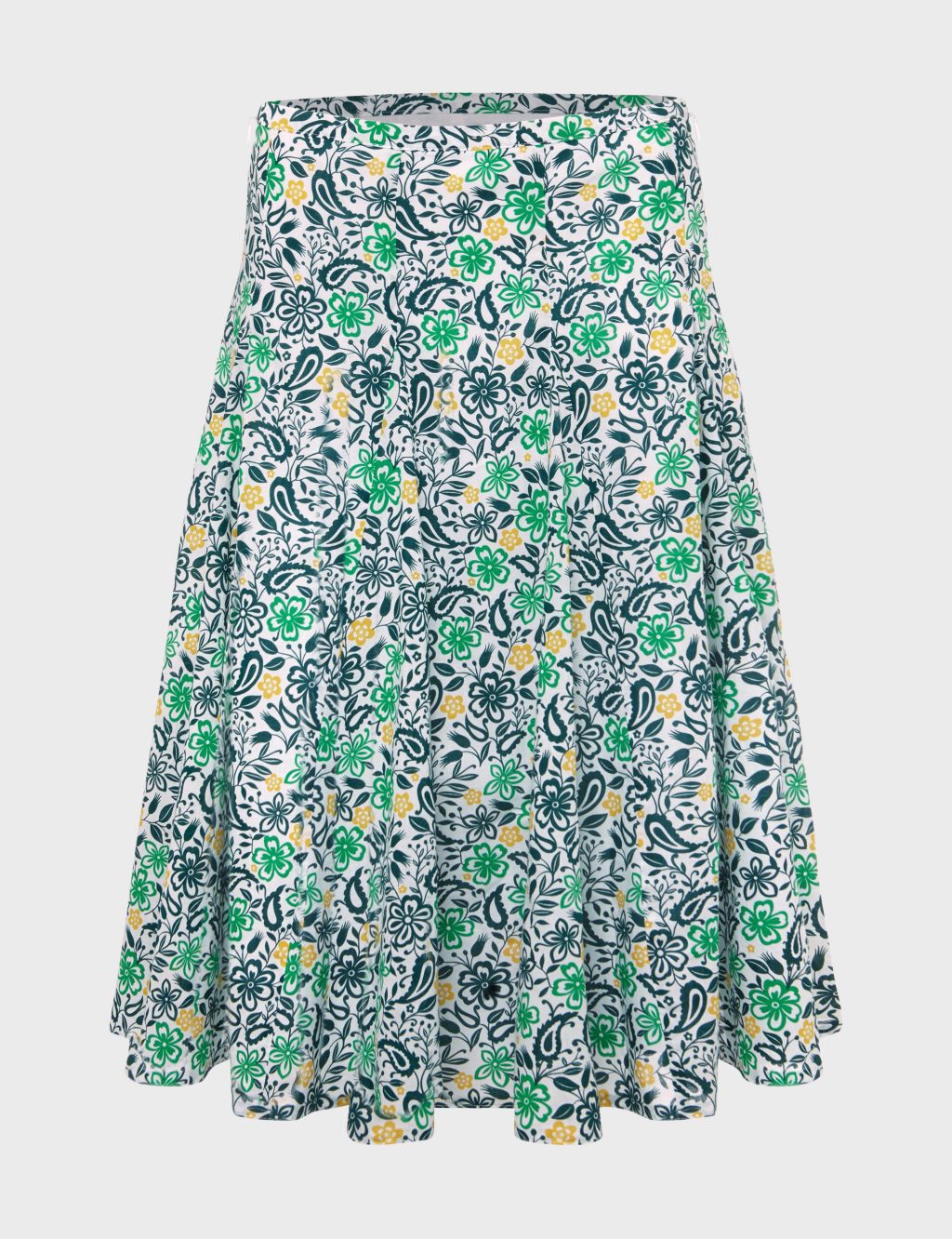 Pure Cotton Floral Midi A-Line Skirt image 2