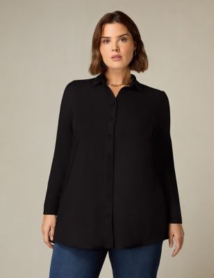 Live Unlimited London Womens Collared Relaxed Shirt - 18 - Black, Black