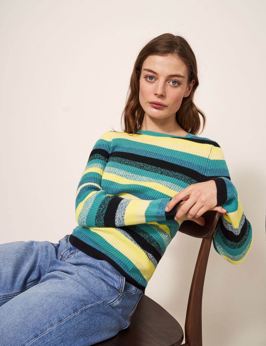 Pure Cotton Ribbed Striped Jumper image 1