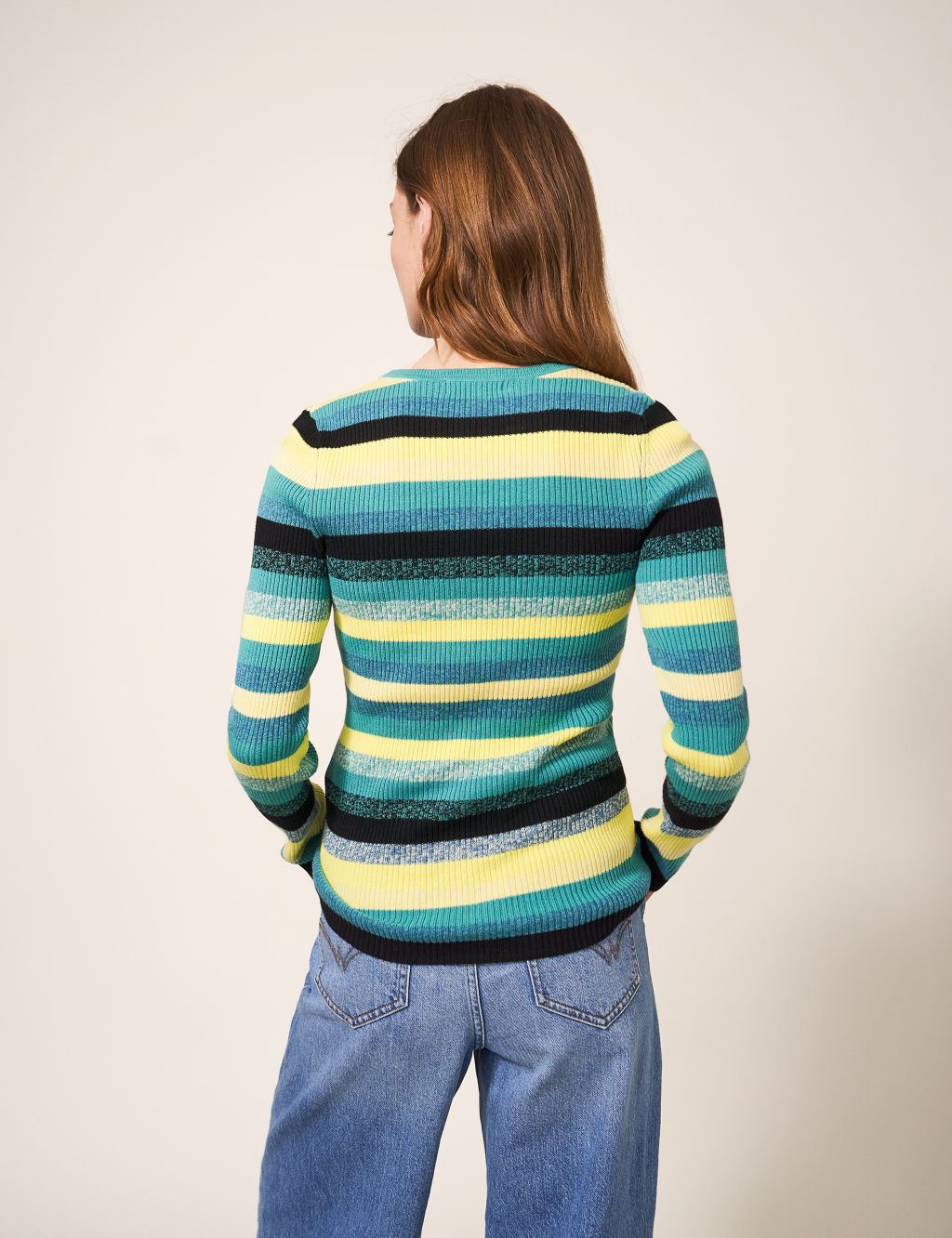 Pure Cotton Ribbed Striped Jumper image 3