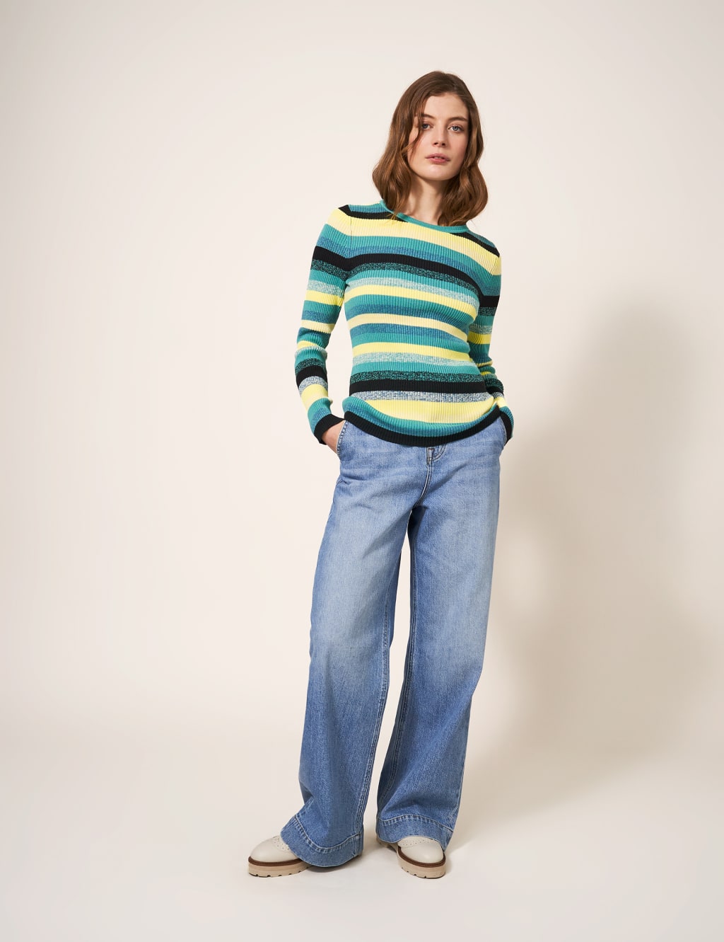 Pure Cotton Ribbed Striped Jumper image 5