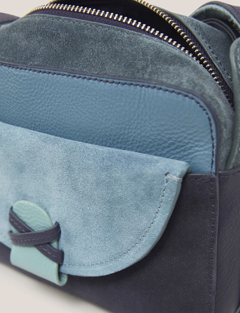 Leather Colour Block Cross Body Camera Bag image 2