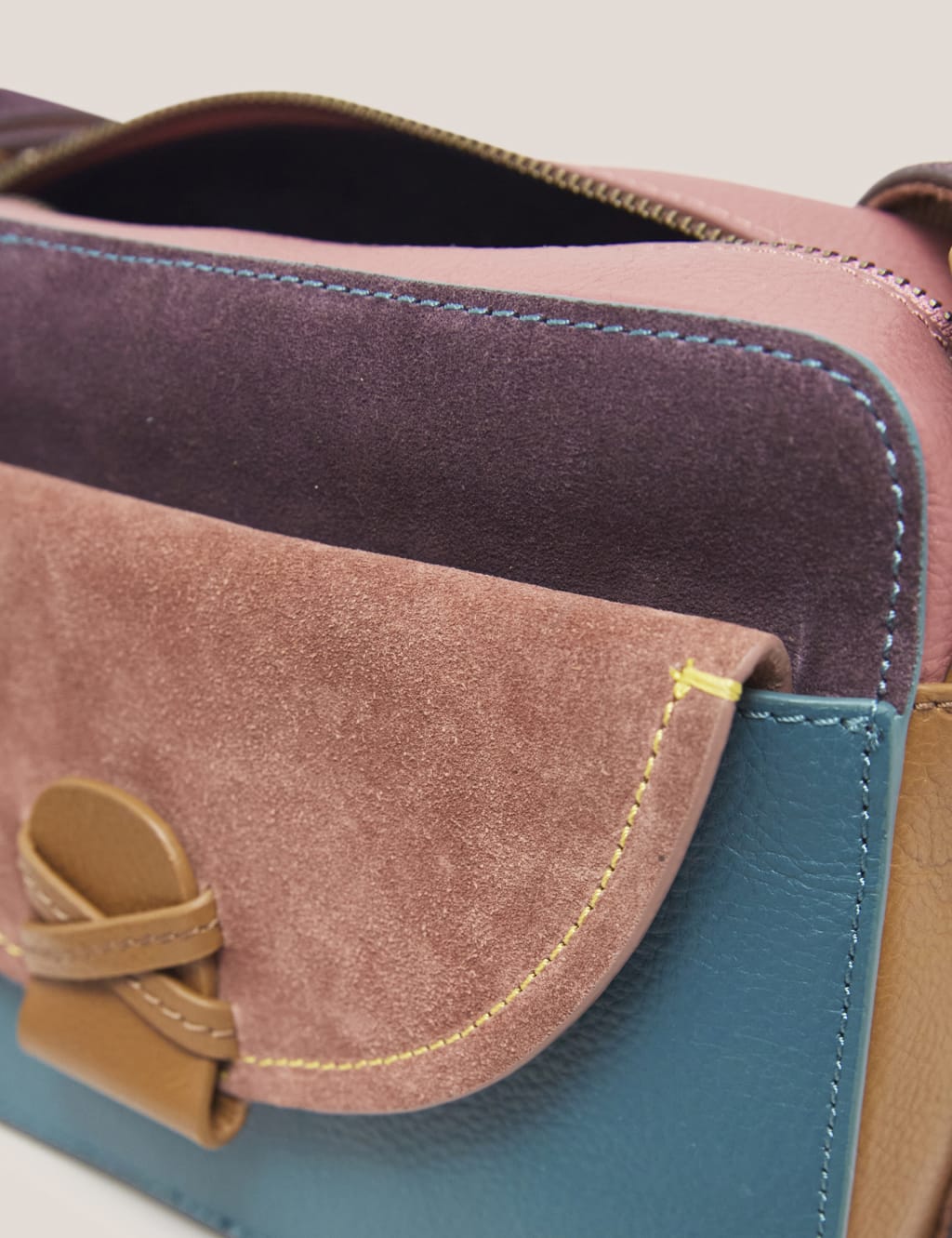 Leather Colour Block Cross Body Camera Bag image 2