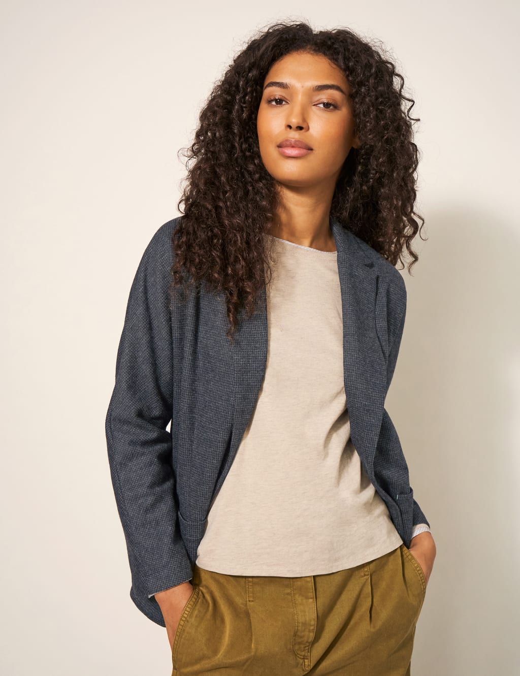 Jersey Textured Blazer Jacket with Wool image 1
