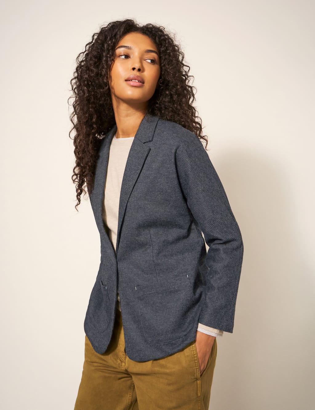 Jersey Textured Blazer Jacket with Wool image 4