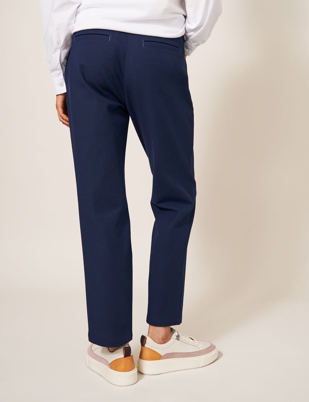 Cotton Rich Slim Fit Ankle Grazer Trousers image 3