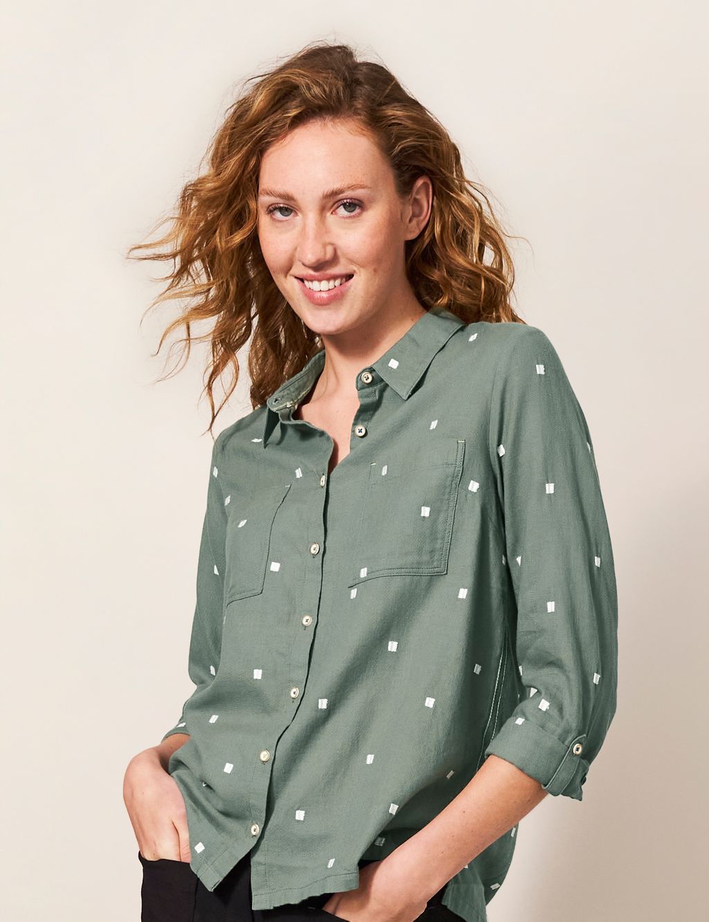 Organic Cotton Embroidered Collared Shirt image 1