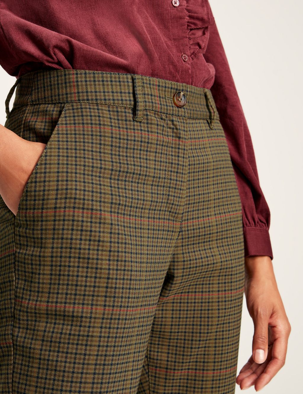Wool Rich Checked Slim Fit Cropped Trousers image 2