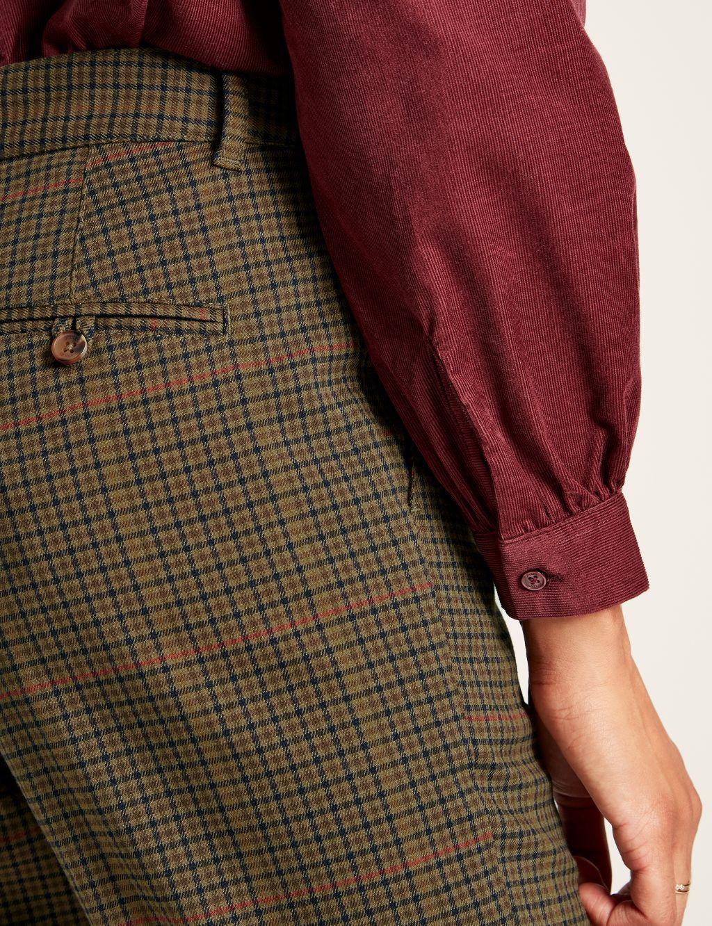 Wool Rich Checked Slim Fit Cropped Trousers image 3