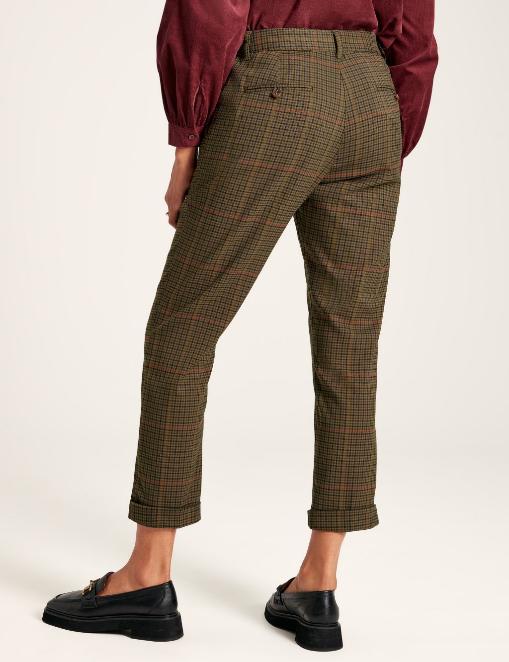 Wool Rich Checked Slim Fit Cropped Trousers image 4