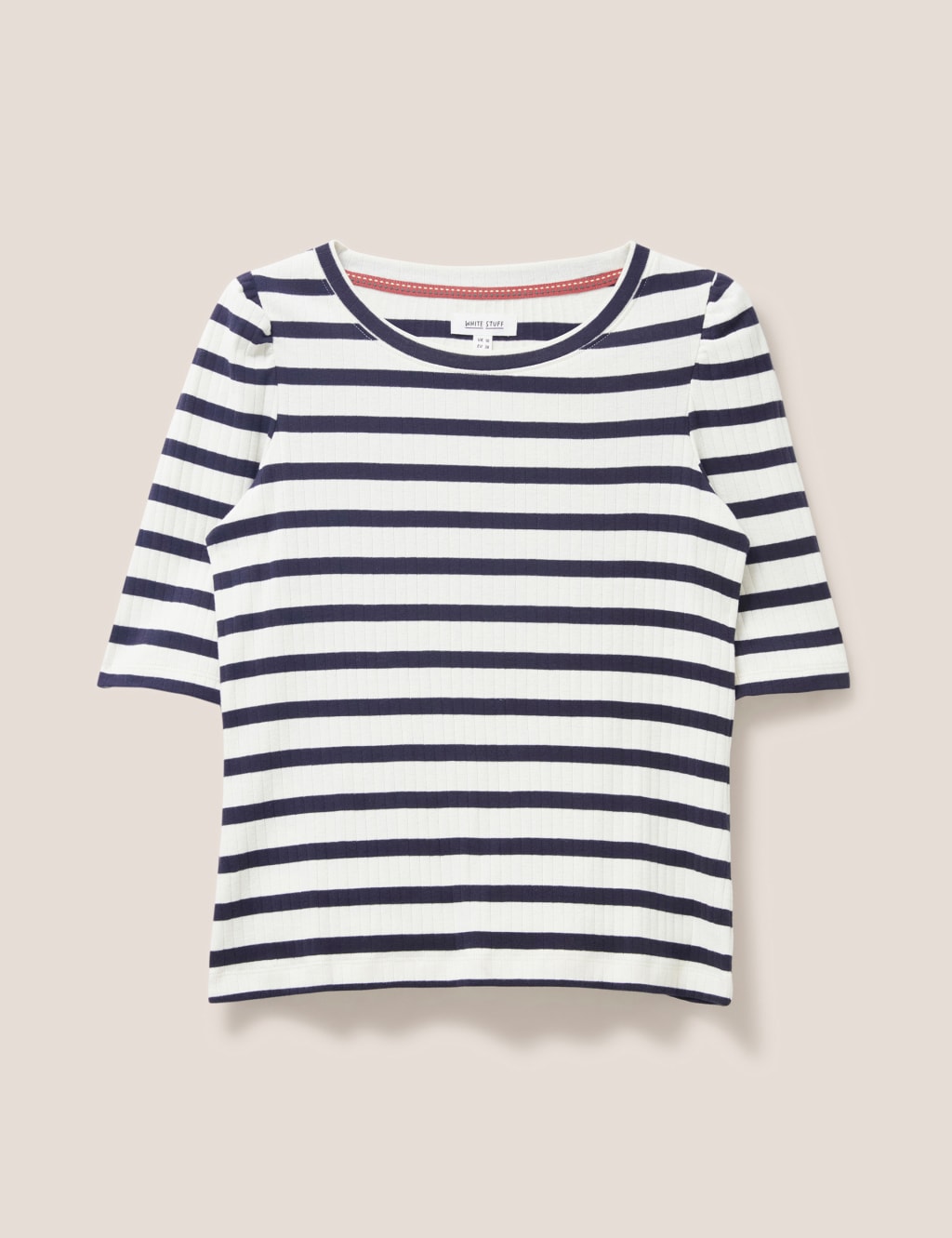 Pure Cotton Striped Puff Sleeve T-Shirt image 2