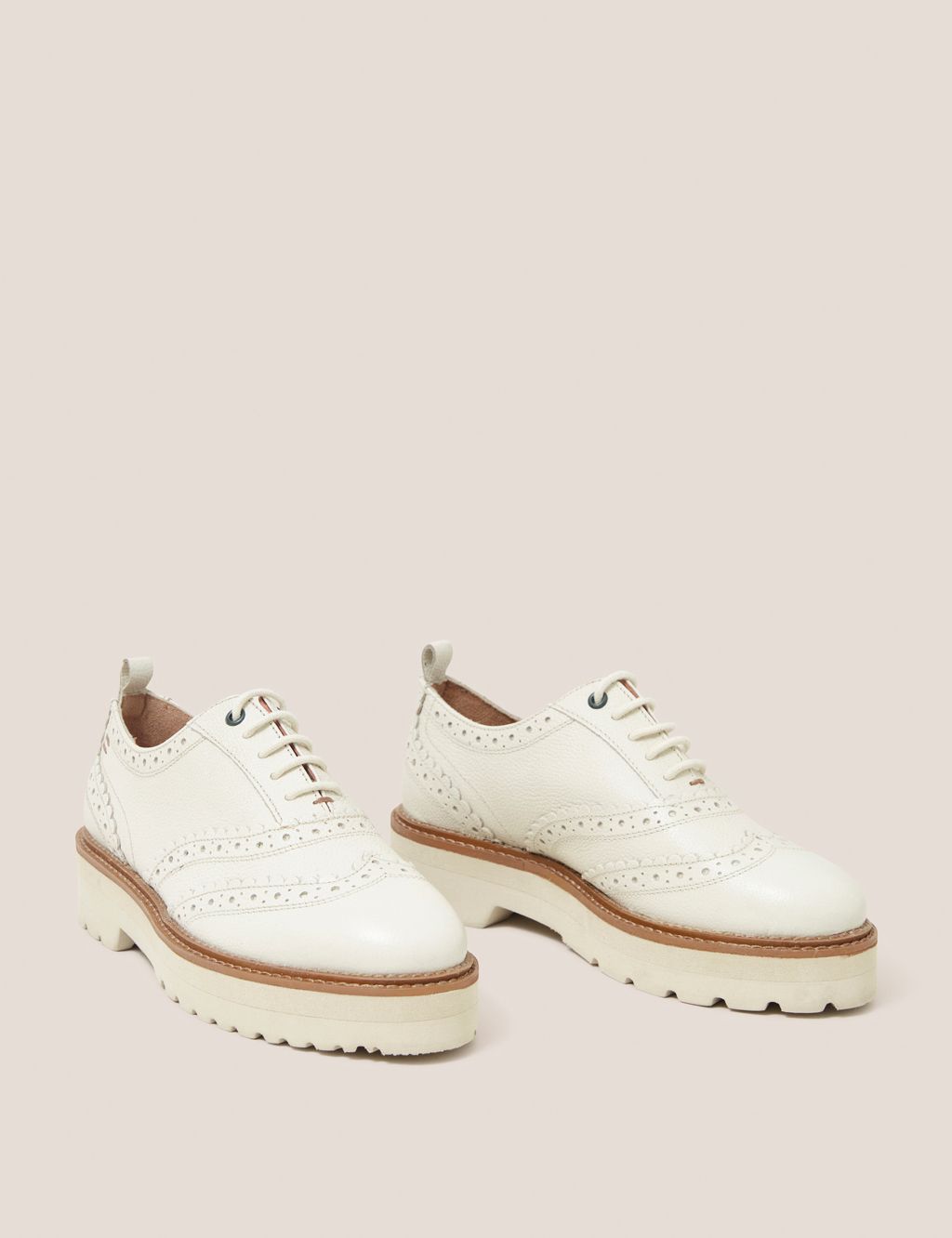 Leather Lace Up Flatform Brogues