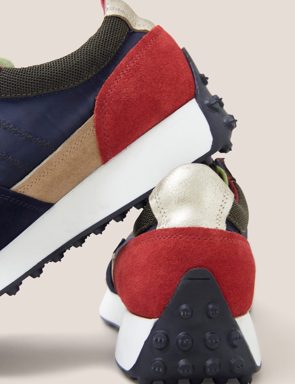 Suede Lace Up Mesh Detail Chunky Trainers image 3