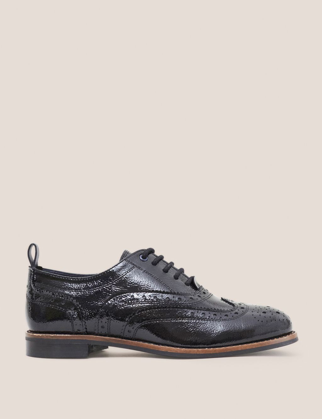Leather Patent Lace Up Flat Brogues image 1
