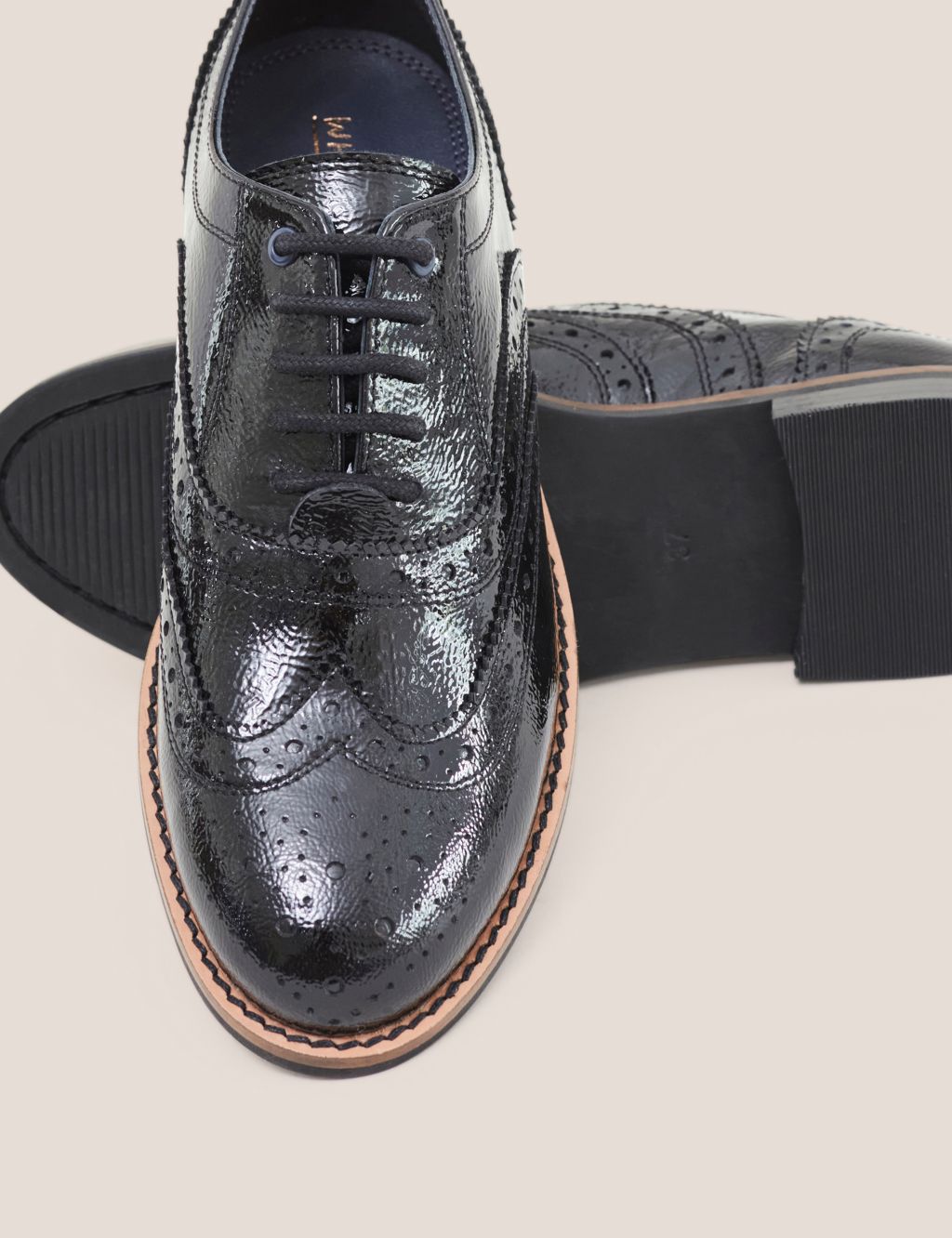 Leather Patent Lace Up Flat Brogues image 3