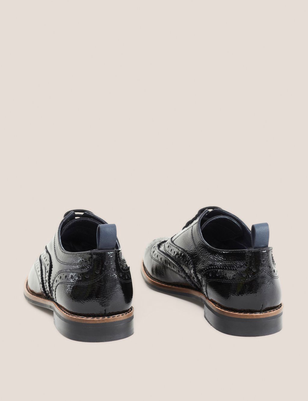 Leather Patent Lace Up Flat Brogues image 4