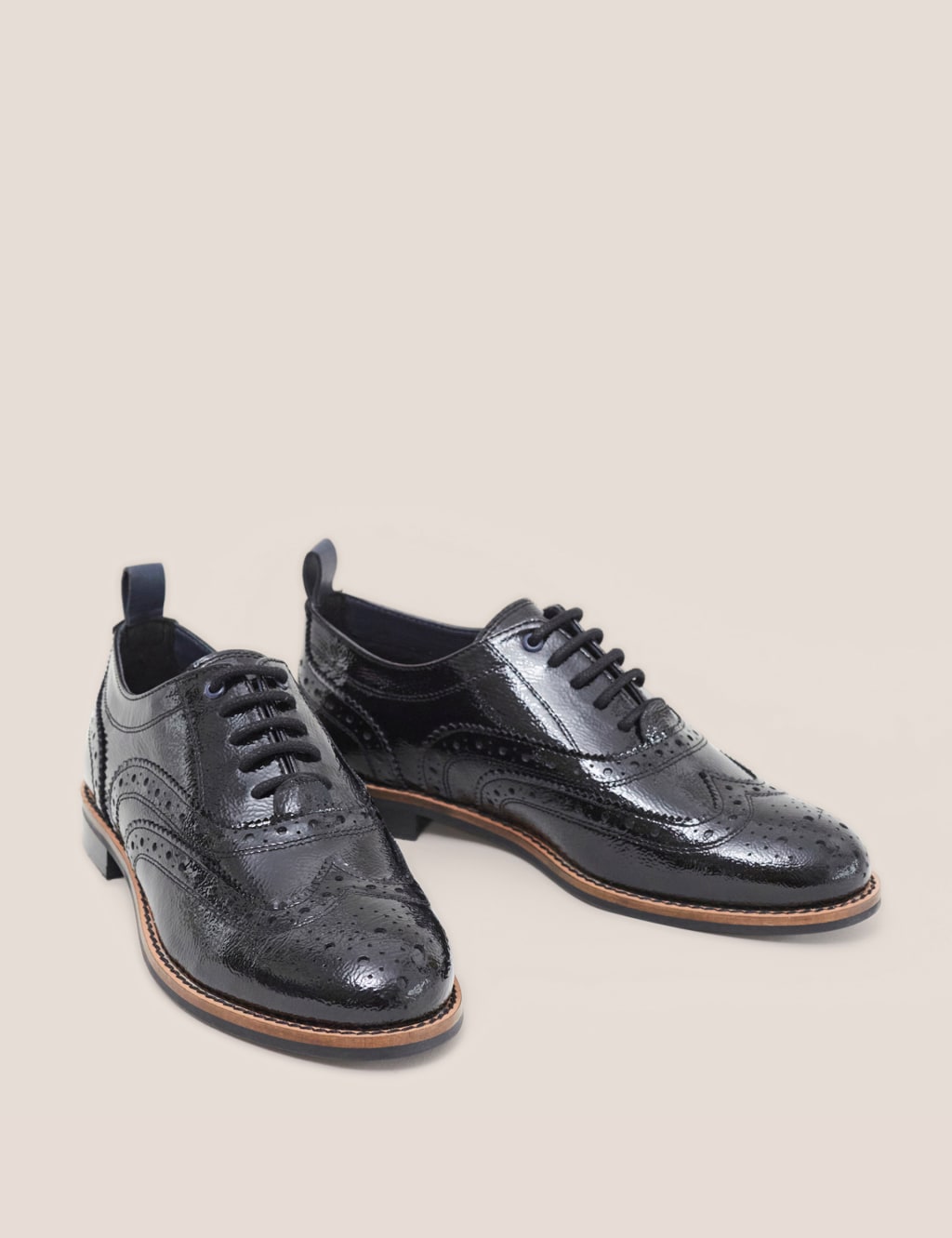 Leather Patent Lace Up Flat Brogues image 2