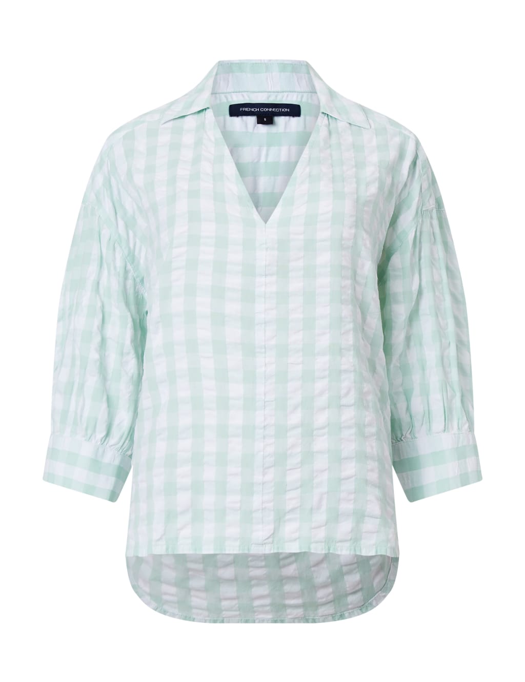 Textured Checked Puff Sleeve Shirt image 2