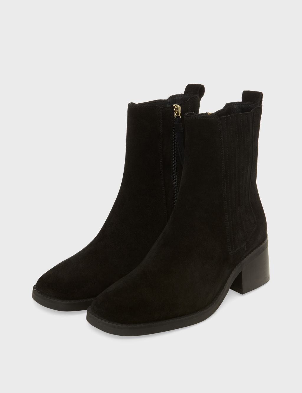Suede Block Heel Square Toe Ankle Boots image 2