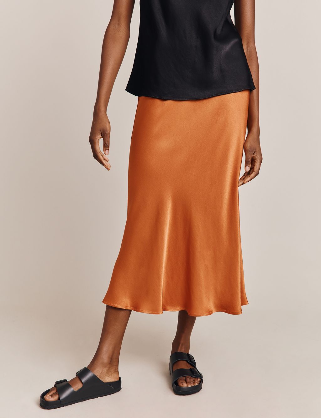 Satin Midi Slip Skirt image 2