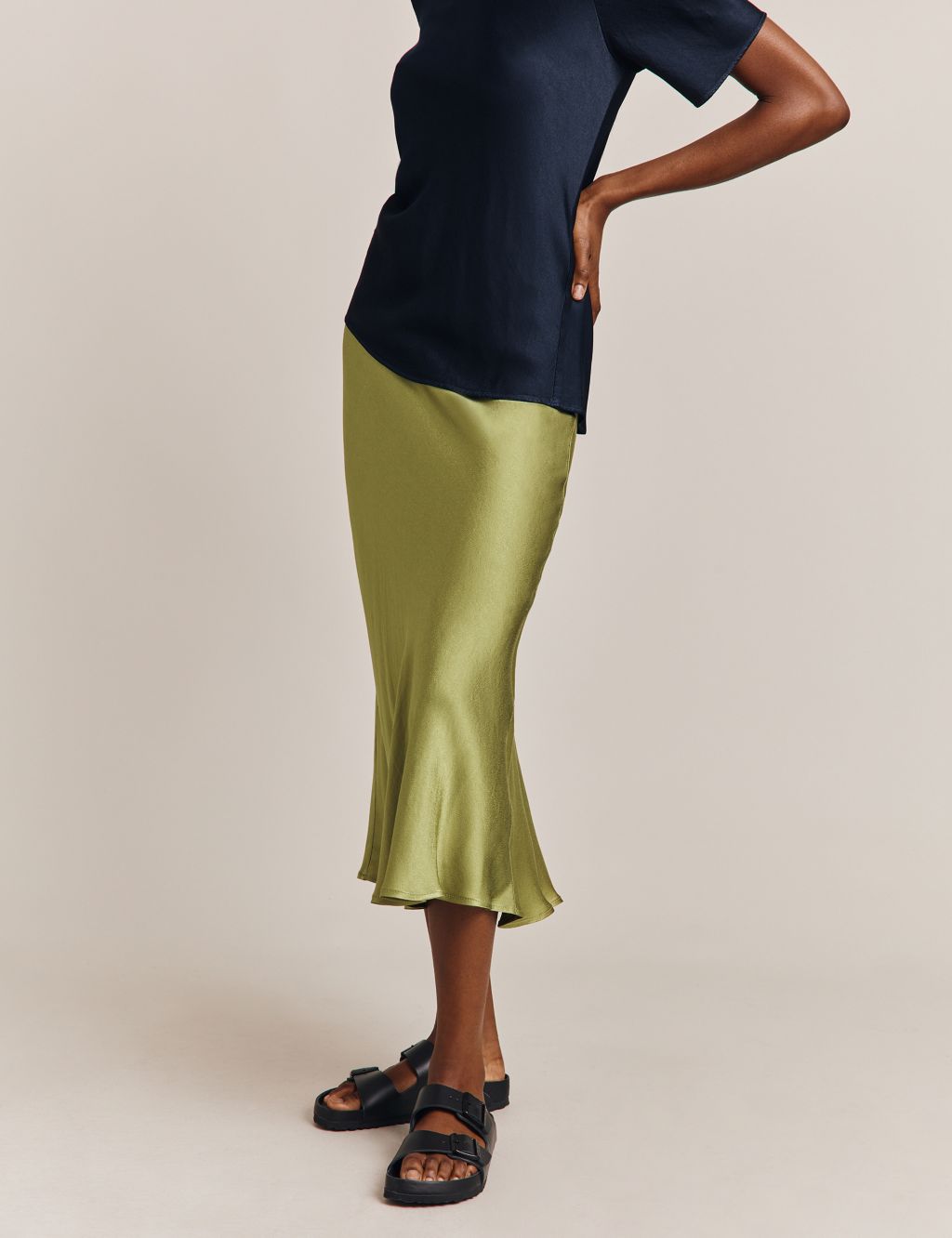 Satin Midi Slip Skirt image 1
