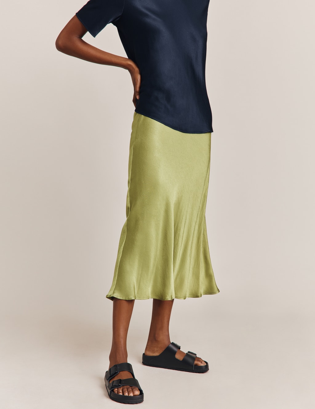 Satin Midi Slip Skirt image 2