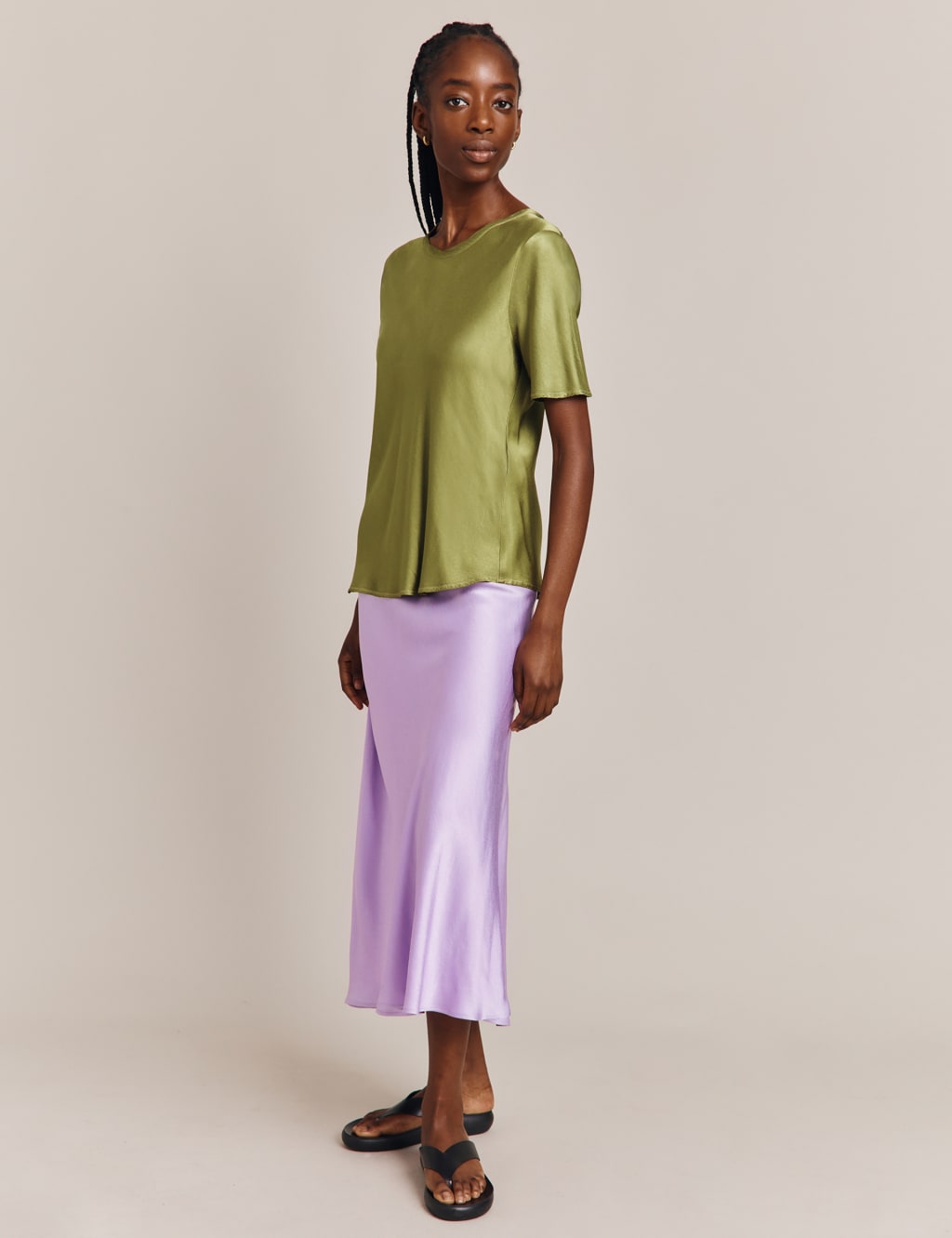 Satin Midi Slip Skirt image 1