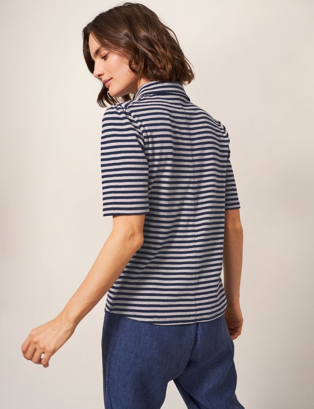 Cotton Rich Striped Collared Shirt image 3