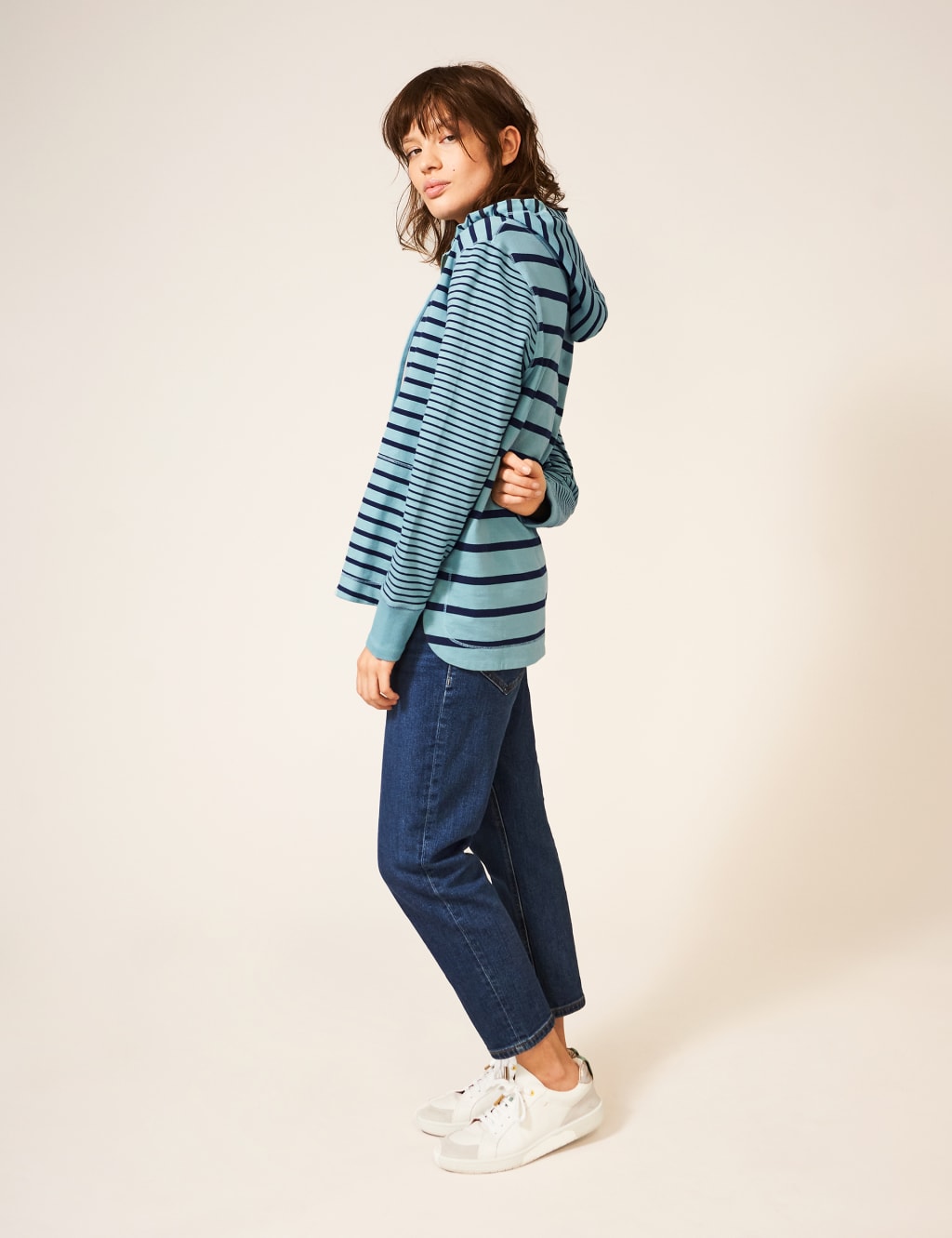 Pure Cotton Striped Relaxed Hoodie image 2