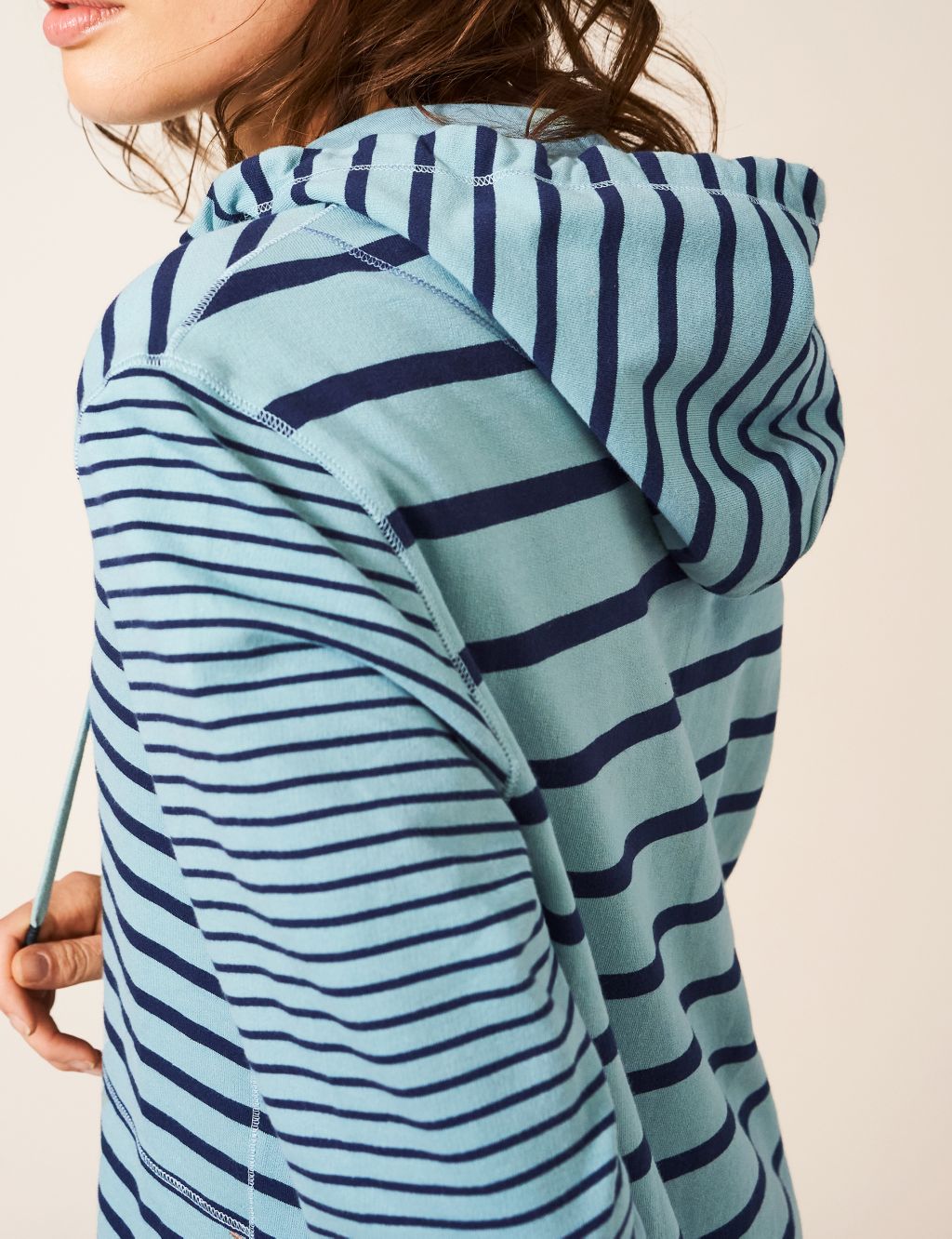 Pure Cotton Striped Relaxed Hoodie image 3