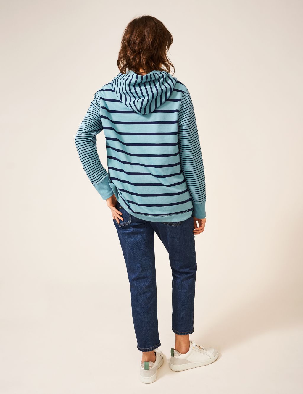 Pure Cotton Striped Relaxed Hoodie image 4