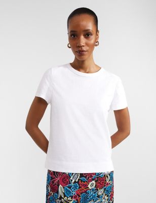 Hobbs Womens Pure Cotton Slub T-Shirt - XS - White, White