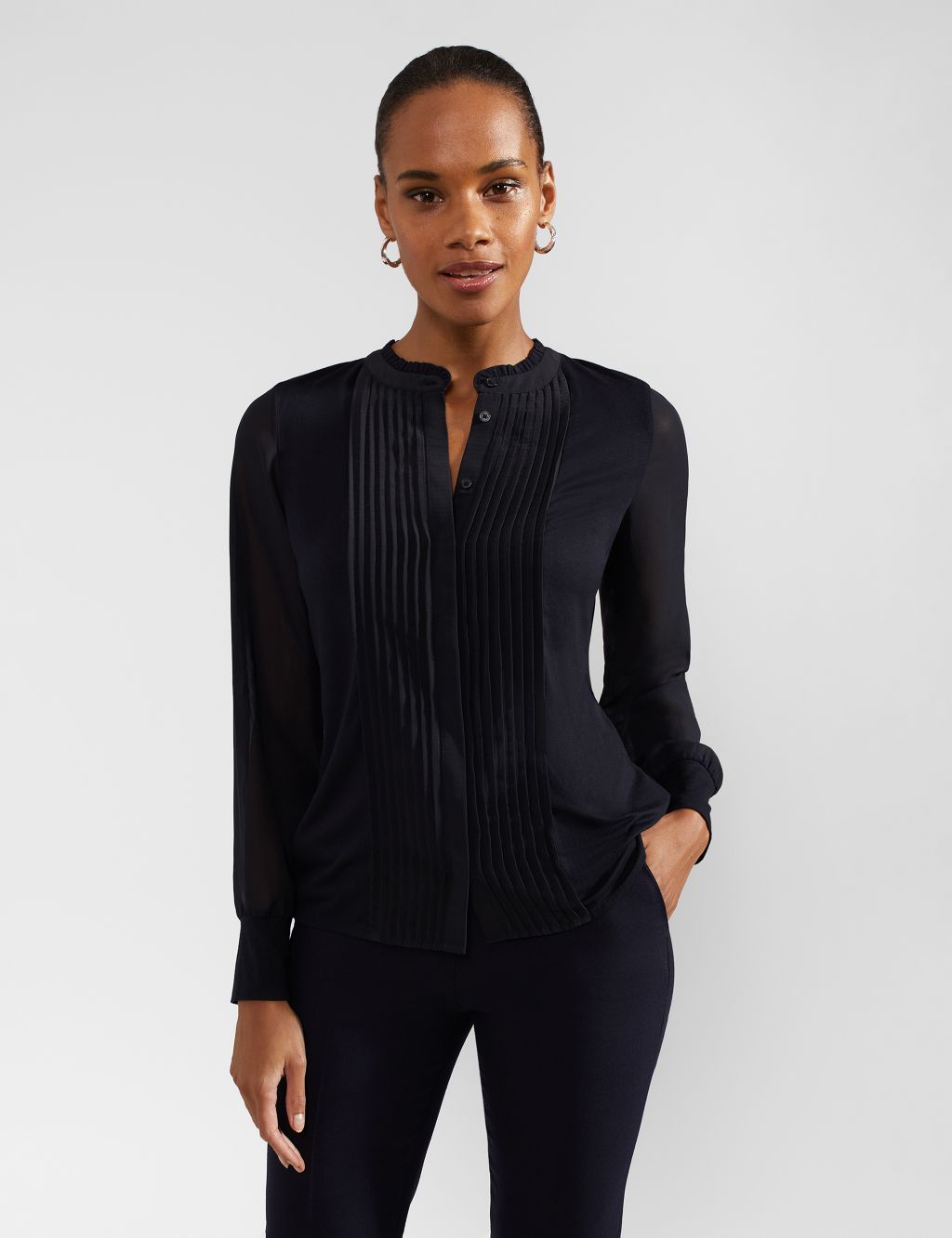 Pleated High Neck Top