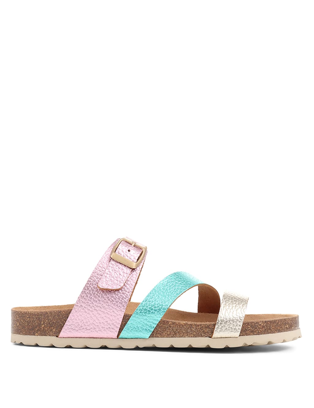 Leather Metallic Flat Mule Sandals image 2