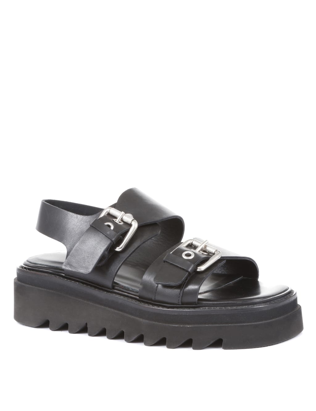 Leather Buckle Ankle Strap Flatform Sandals image 2