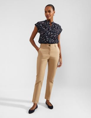 Hobbs Womens Cotton Rich Slim Fit Chinos - 14 - Camel, Camel,Navy