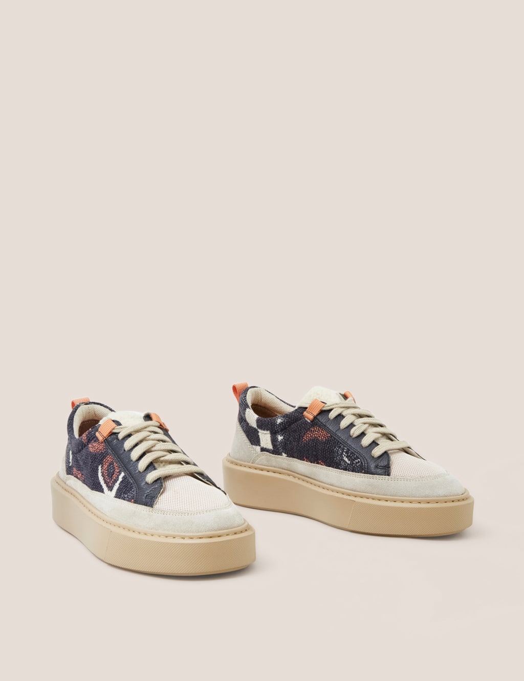 Suede Colour Block Lace Up Trainers image 2