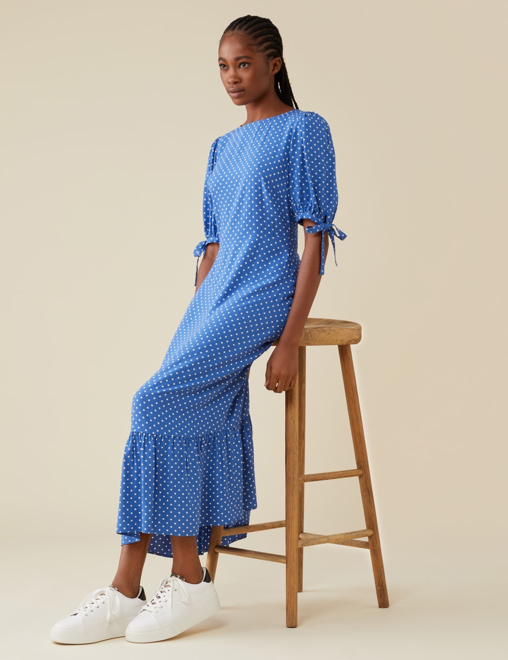 Polka Dot Short Sleeve Midi Tea Dress image 1