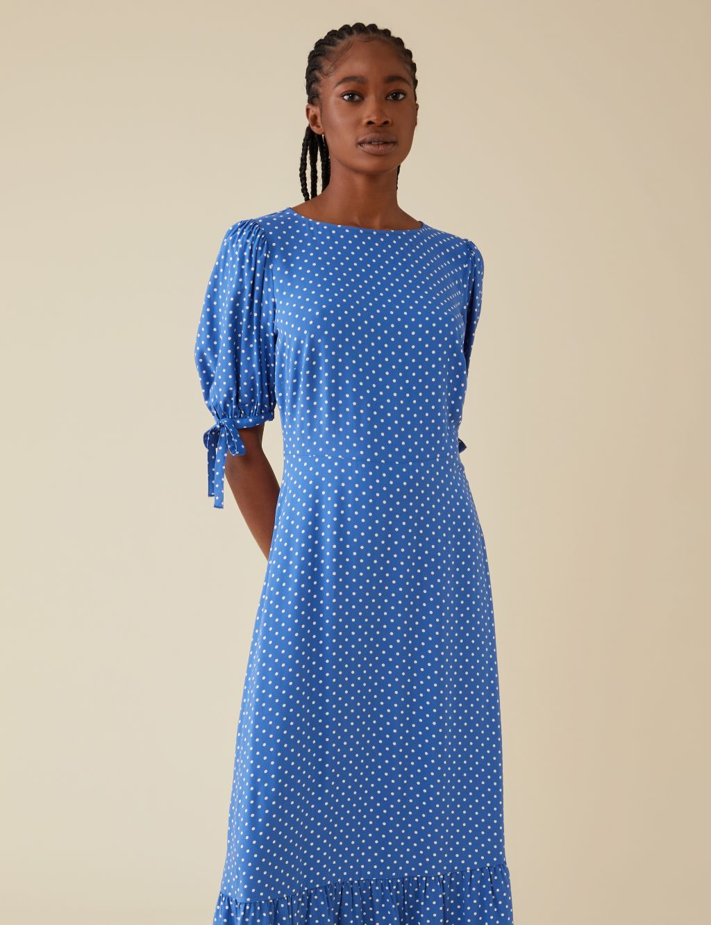 Polka Dot Short Sleeve Midi Tea Dress image 2